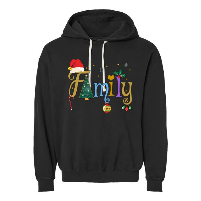 Family Letters Christmas Style Love My Family Christmas Garment-Dyed Fleece Hoodie