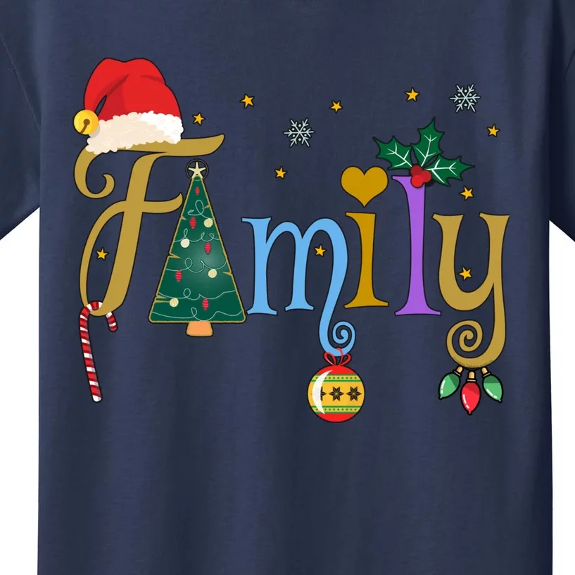 Family Letters Christmas Style Love My Family Christmas Kids T-Shirt