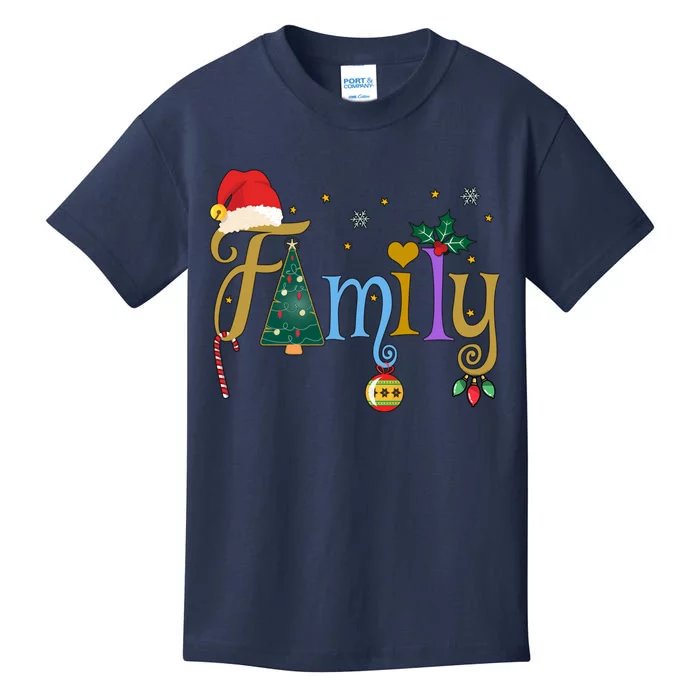 Family Letters Christmas Style Love My Family Christmas Kids T-Shirt