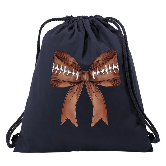 Football Lover Cute Bow Fall Drawstring Bag