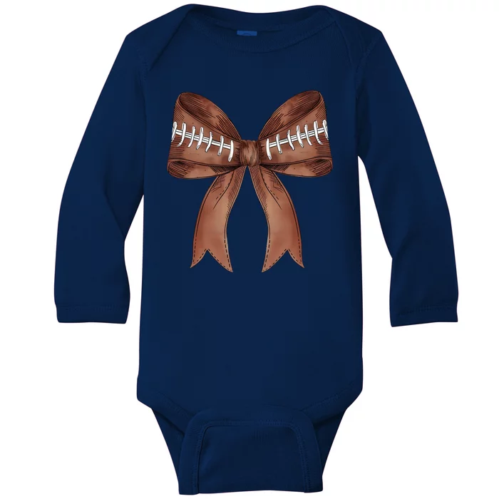 Football Lover Cute Bow Fall Baby Long Sleeve Bodysuit