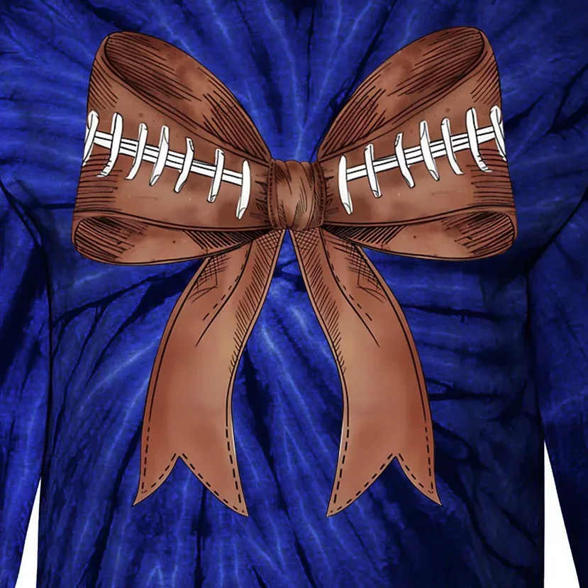 Football Lover Cute Bow Fall Tie-Dye Long Sleeve Shirt