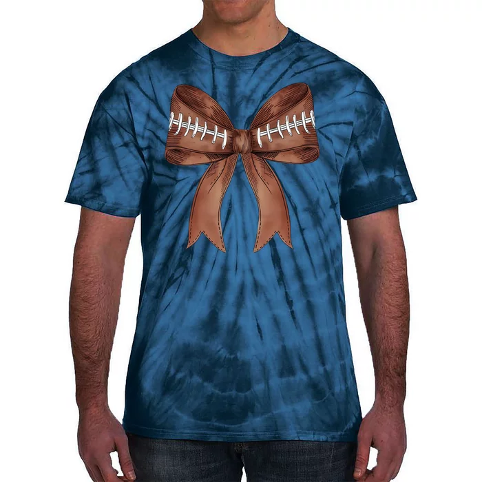 Football Lover Cute Bow Fall Tie-Dye T-Shirt