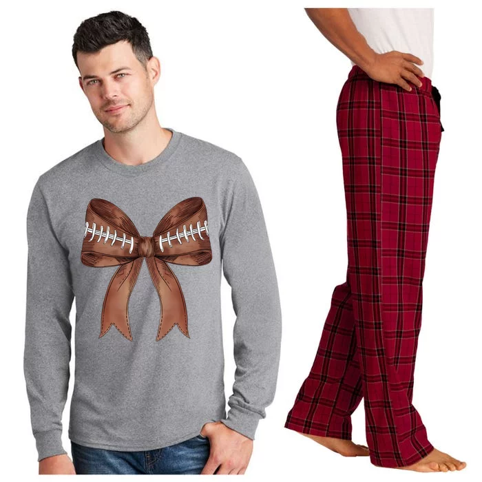 Football Lover Cute Bow Fall Long Sleeve Pajama Set