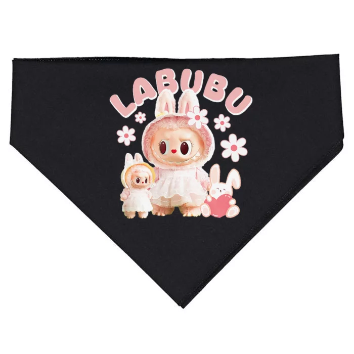 Funny Labubu Cute Labubu The Monsters Pin.K Meme USA-Made Doggie Bandana