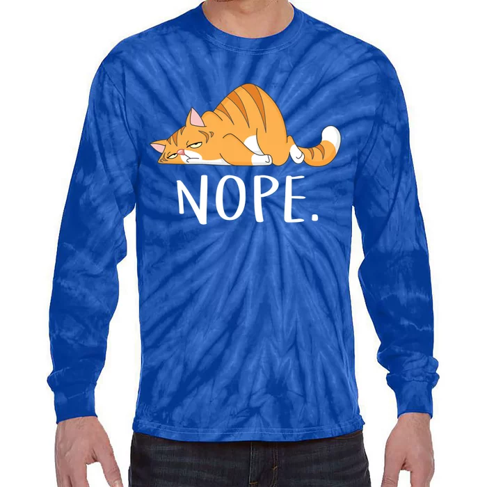 Funny Lazy Cat Nope Not Today Gift Tie-Dye Long Sleeve Shirt