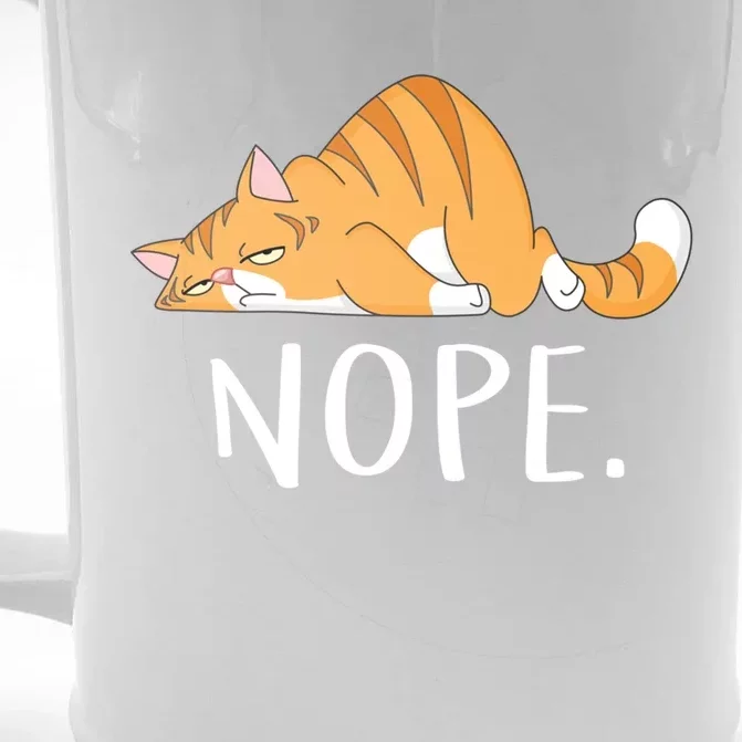 Funny Lazy Cat Nope Not Today Gift Front & Back Beer Stein