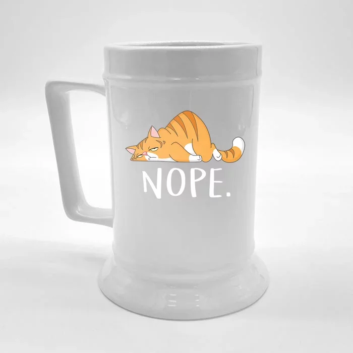 Funny Lazy Cat Nope Not Today Gift Front & Back Beer Stein