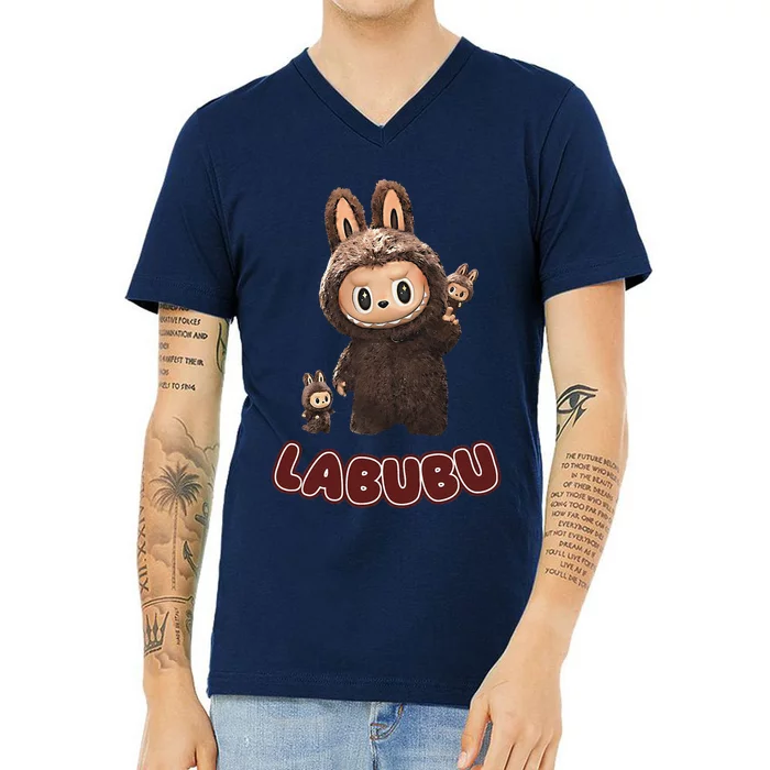 Funny Labubu Cute Labubu The Monsters Brown Meme V-Neck T-Shirt