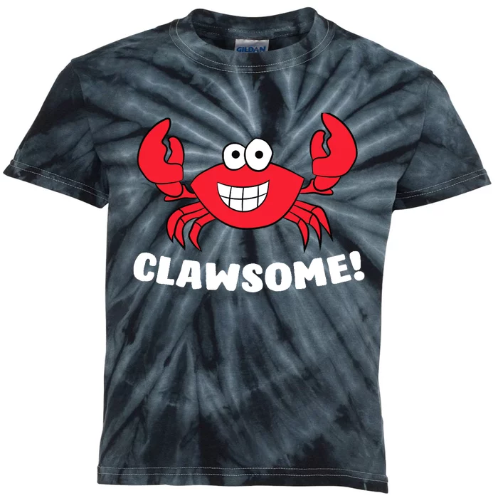 Funny Lobster Clawsome Sea Crab Cartoon Lobster Kids Tie-Dye T-Shirt