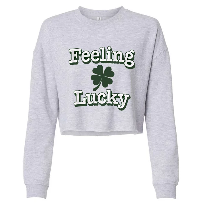 Feeling Lucky Clover Graphic Gift Cropped Pullover Crew