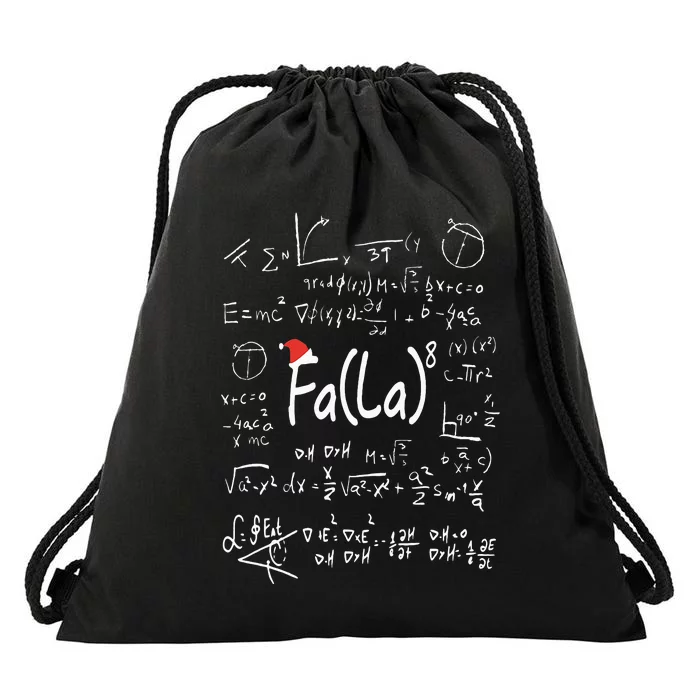 Fa (La)8 Christmas Santa Fa La Math Teacher Chalkboard Xmas Drawstring Bag