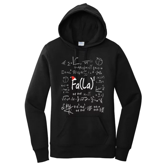 Fa (La)8 Christmas Santa Fa La Math Teacher Chalkboard Xmas Women's Pullover Hoodie