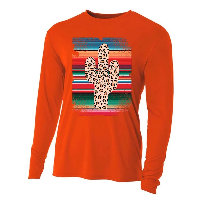 Funny Leopard Cactus Shirt Serape Cactus Plants Lovers Cooling Performance Long Sleeve Crew