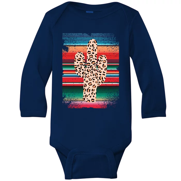 Funny Leopard Cactus Shirt Serape Cactus Plants Lovers Baby Long Sleeve Bodysuit