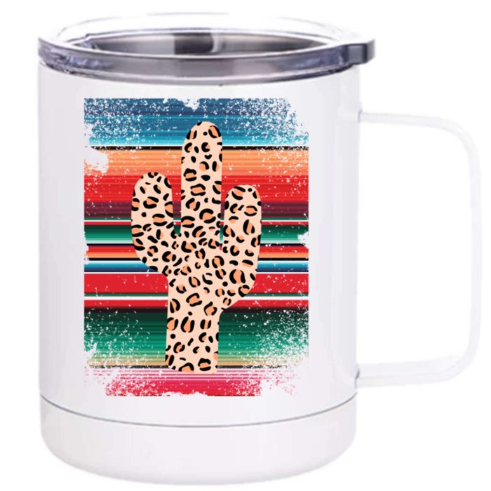 Funny Leopard Cactus Shirt Serape Cactus Plants Lovers Front & Back 12oz Stainless Steel Tumbler Cup