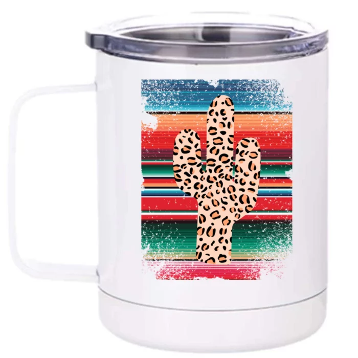 Funny Leopard Cactus Shirt Serape Cactus Plants Lovers Front & Back 12oz Stainless Steel Tumbler Cup