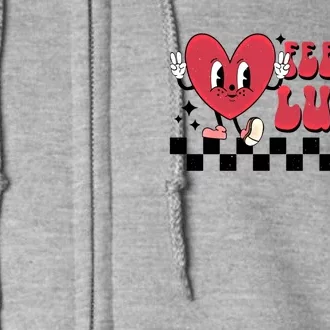 Feeling Lucky Cute Heart Funny Valentine's Day Great Gift Full Zip Hoodie