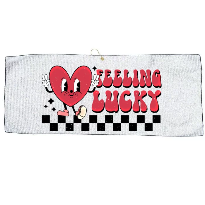 Feeling Lucky Cute Heart Funny Valentine's Day Great Gift Large Microfiber Waffle Golf Towel