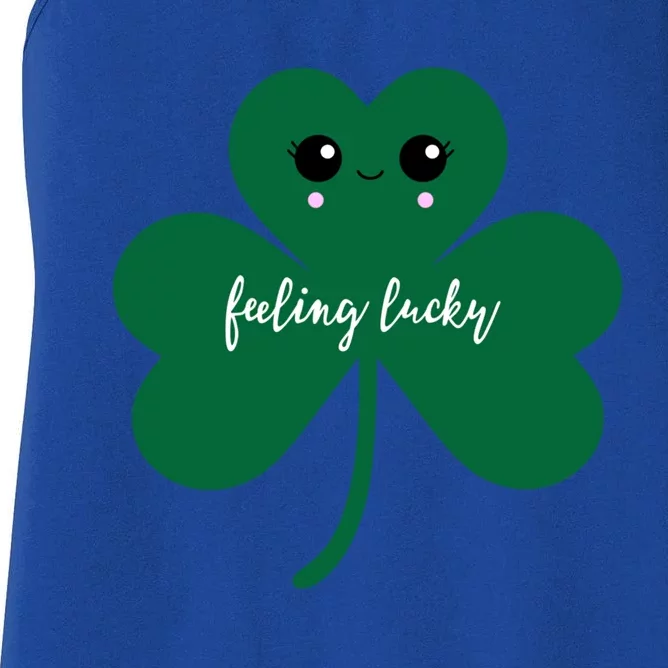 Feeling Lucky Cute Shamrock St Patrick's Day Irish Party Cute Gift Women's Racerback Tank