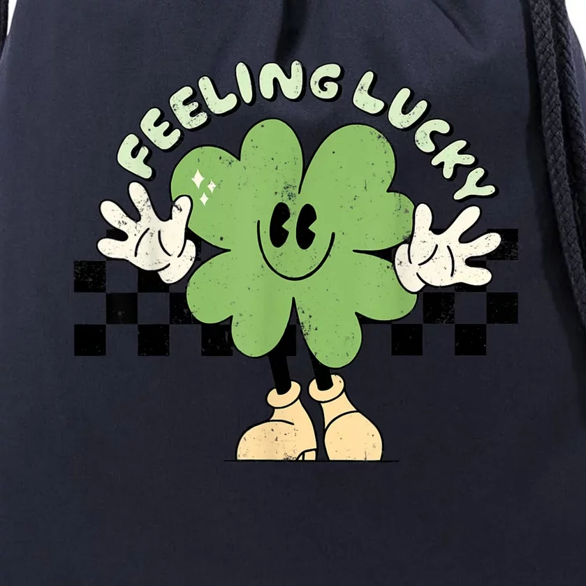 Feeling Lucky Cute Shamrock Happy St Patricks Day Go Green Drawstring Bag