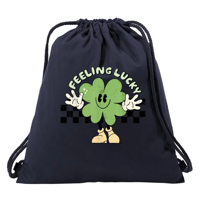 Feeling Lucky Cute Shamrock Happy St Patricks Day Go Green Drawstring Bag