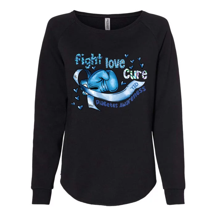 Fight Love Cure Diabetes Awareness Womens California Wash Sweatshirt