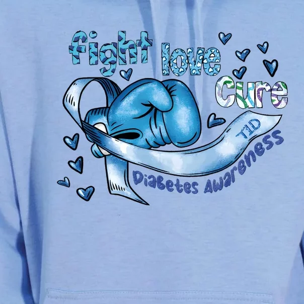 Fight Love Cure Diabetes Awareness Unisex Surf Hoodie