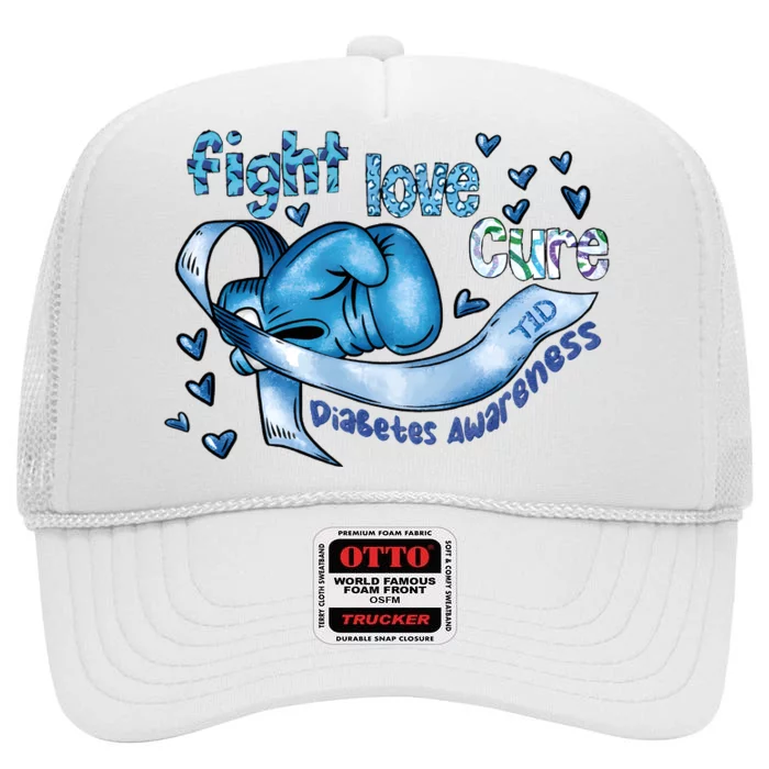 Fight Love Cure Diabetes Awareness High Crown Mesh Trucker Hat