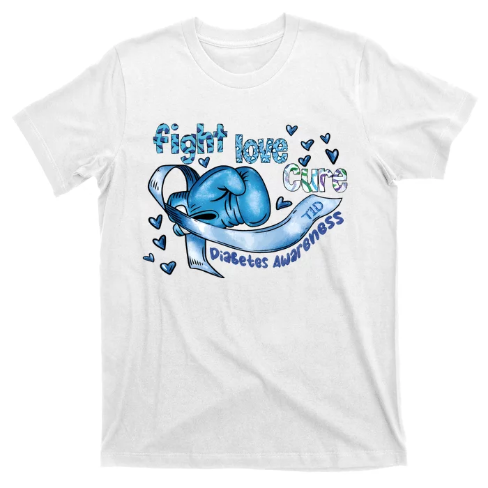 Fight Love Cure Diabetes Awareness T-Shirt