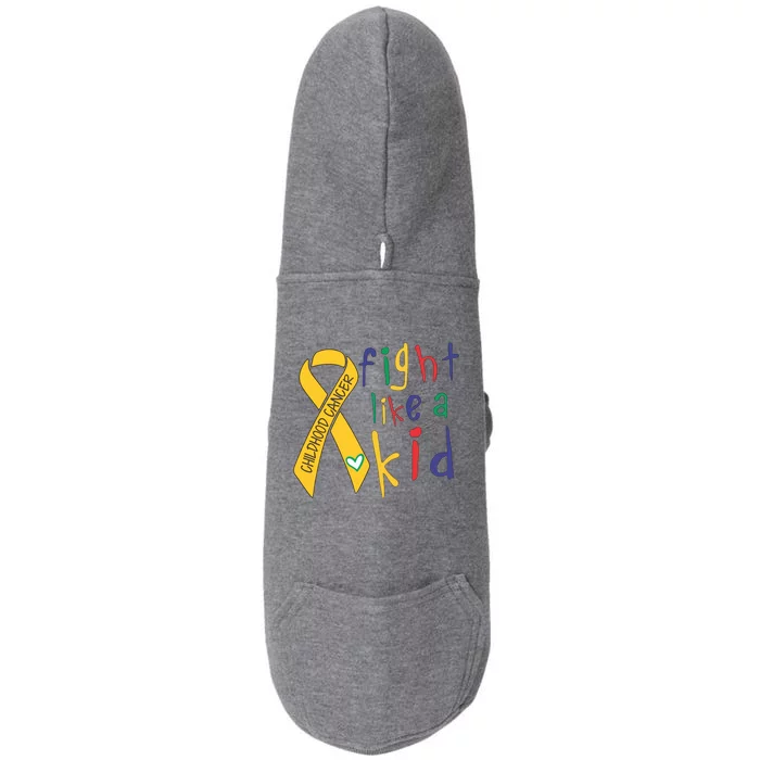 Fight Like Childhood Cancer Awareness Month Gold Ribbon Doggie 3-End Fleece Hoodie