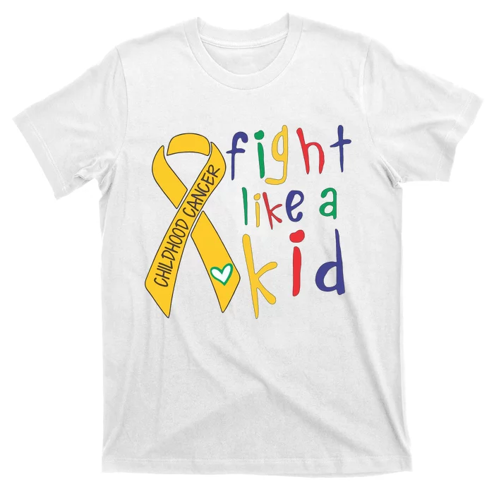 Fight Like Childhood Cancer Awareness Month Gold Ribbon T-Shirt