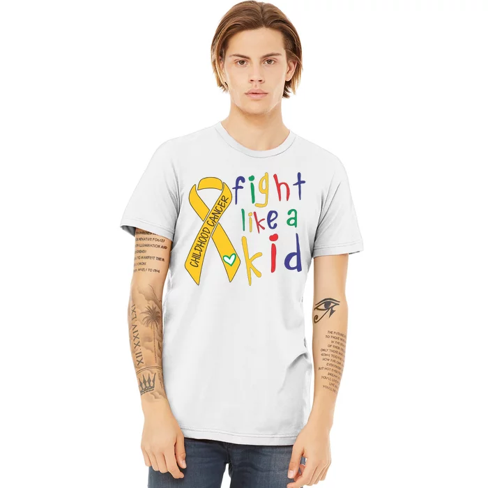 Fight Like Childhood Cancer Awareness Month Gold Ribbon Premium T-Shirt