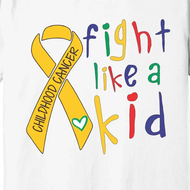 Fight Like Childhood Cancer Awareness Month Gold Ribbon Premium T-Shirt