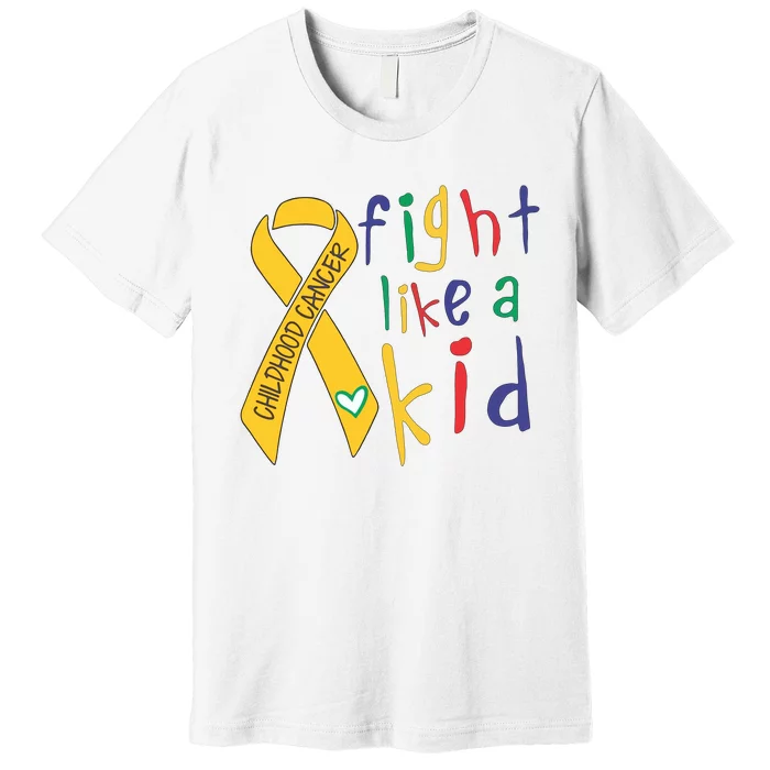 Fight Like Childhood Cancer Awareness Month Gold Ribbon Premium T-Shirt