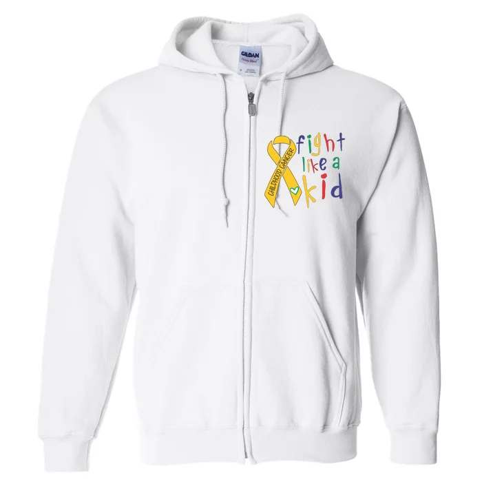 Fight Like Childhood Cancer Awareness Month Gold Ribbon Full Zip Hoodie