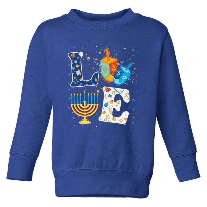 Funny LOVE Cute Hanukkah Dreidel Orah Chanukah Toddler Sweatshirt