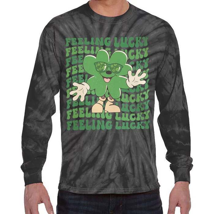 Feeling Lucky Cute Saint Patrick Day Gift Idea Tie-Dye Long Sleeve Shirt