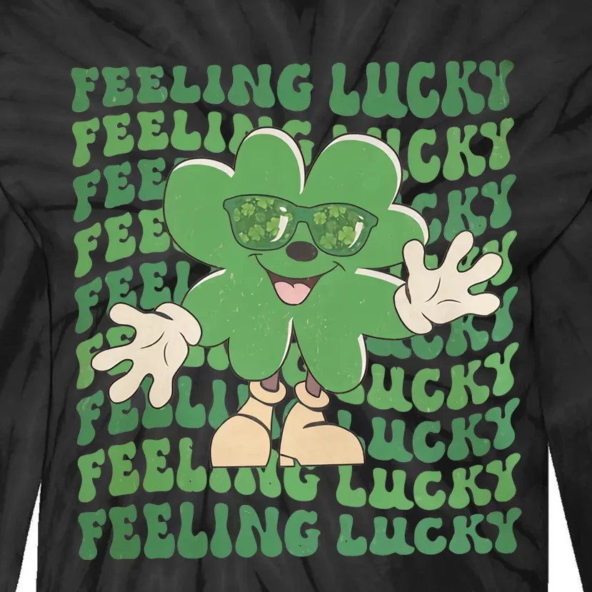 Feeling Lucky Cute Saint Patrick Day Gift Idea Tie-Dye Long Sleeve Shirt