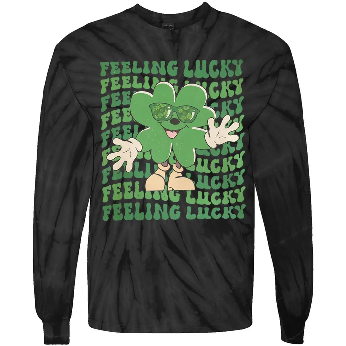 Feeling Lucky Cute Saint Patrick Day Gift Idea Tie-Dye Long Sleeve Shirt