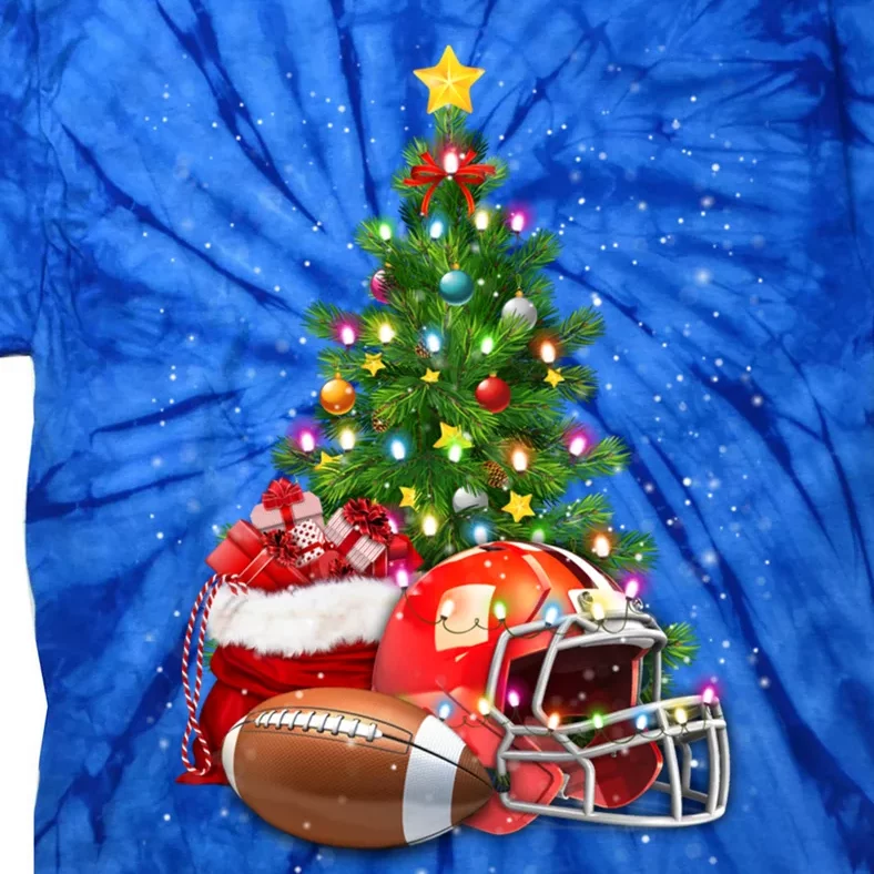 Football Lover Christmas Tree Lights Santa Hat Football Xmas Meaningful Gift Tie-Dye T-Shirt