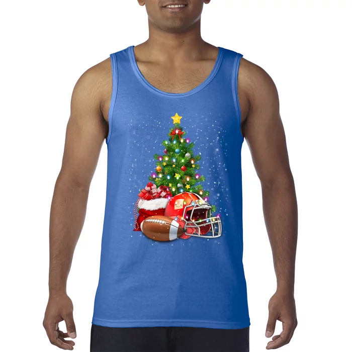 Football Lover Christmas Tree Lights Santa Hat Football Xmas Meaningful Gift Tank Top