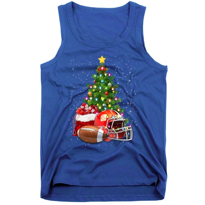 Football Lover Christmas Tree Lights Santa Hat Football Xmas Meaningful Gift Tank Top