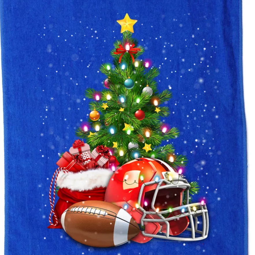 Football Lover Christmas Tree Lights Santa Hat Football Xmas Meaningful Gift Platinum Collection Golf Towel