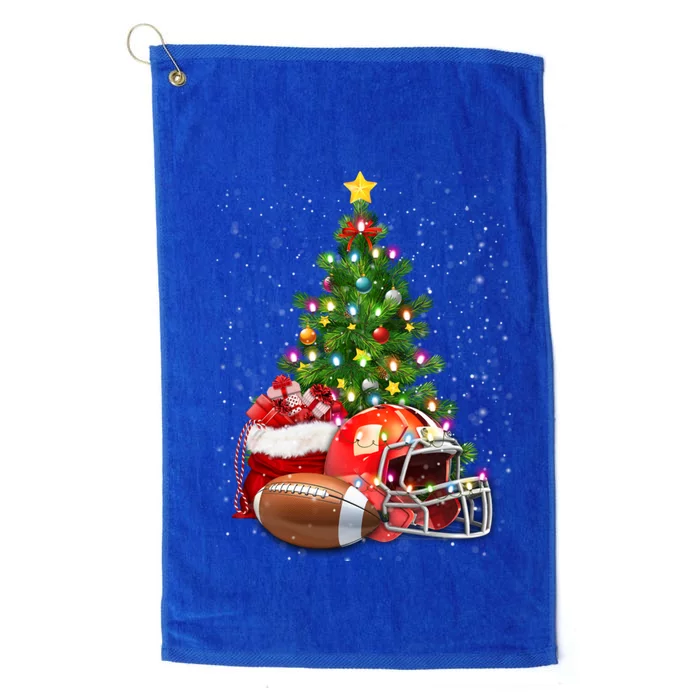 Football Lover Christmas Tree Lights Santa Hat Football Xmas Meaningful Gift Platinum Collection Golf Towel