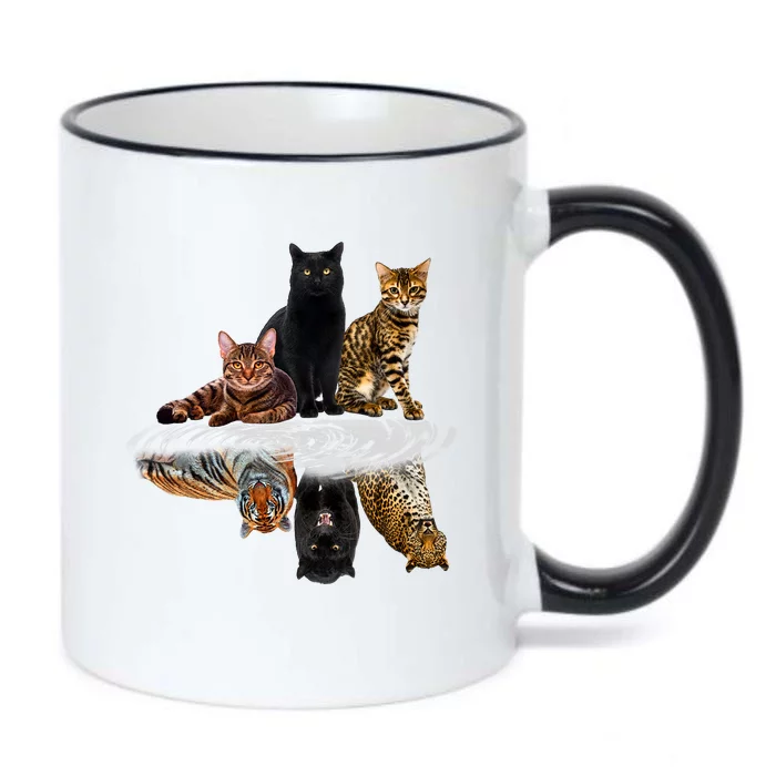 Funny Little Cats Big Cats Black Color Changing Mug