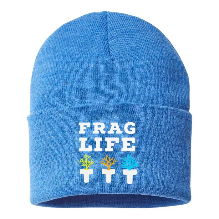 Frag Life Coral Reef Saltwater Funny Aquarist Joke Sustainable Knit Beanie