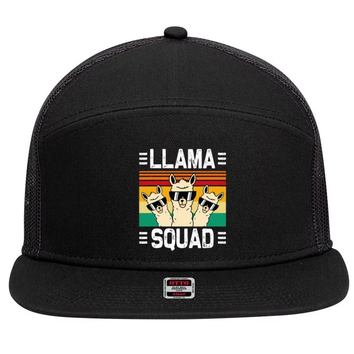 Funny Llama Cute Llama Alpaca 7 Panel Mesh Trucker Snapback Hat