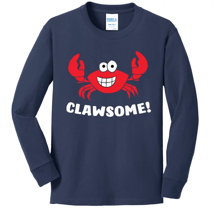 Funny Lobster Clawsome Sea Crab Cartoon Lobster Kids Long Sleeve Shirt