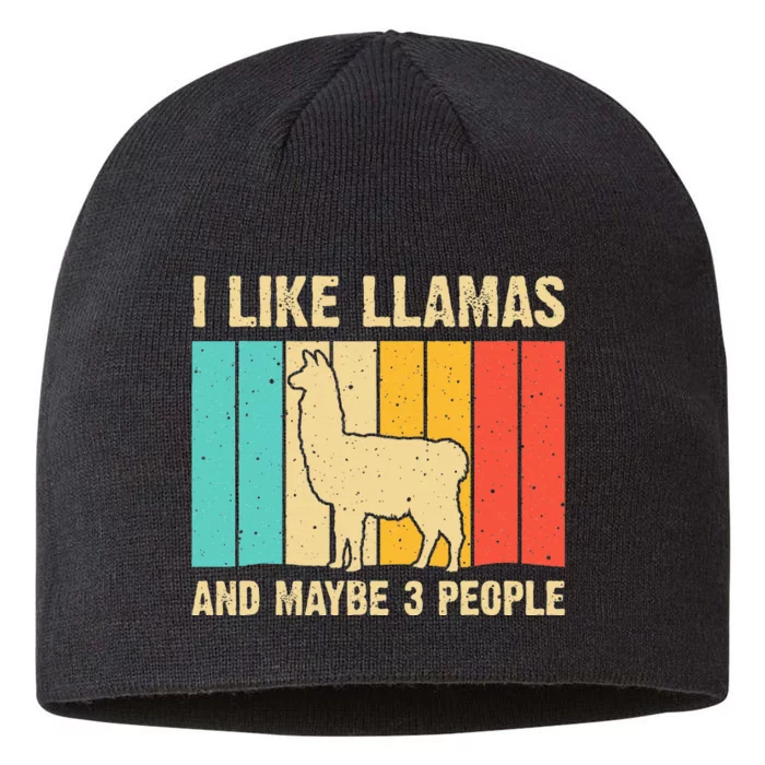 Funny Llama Design For Kids Men Women Alpaca Lover Farming 8 1/2in Sustainable Knit Beanie